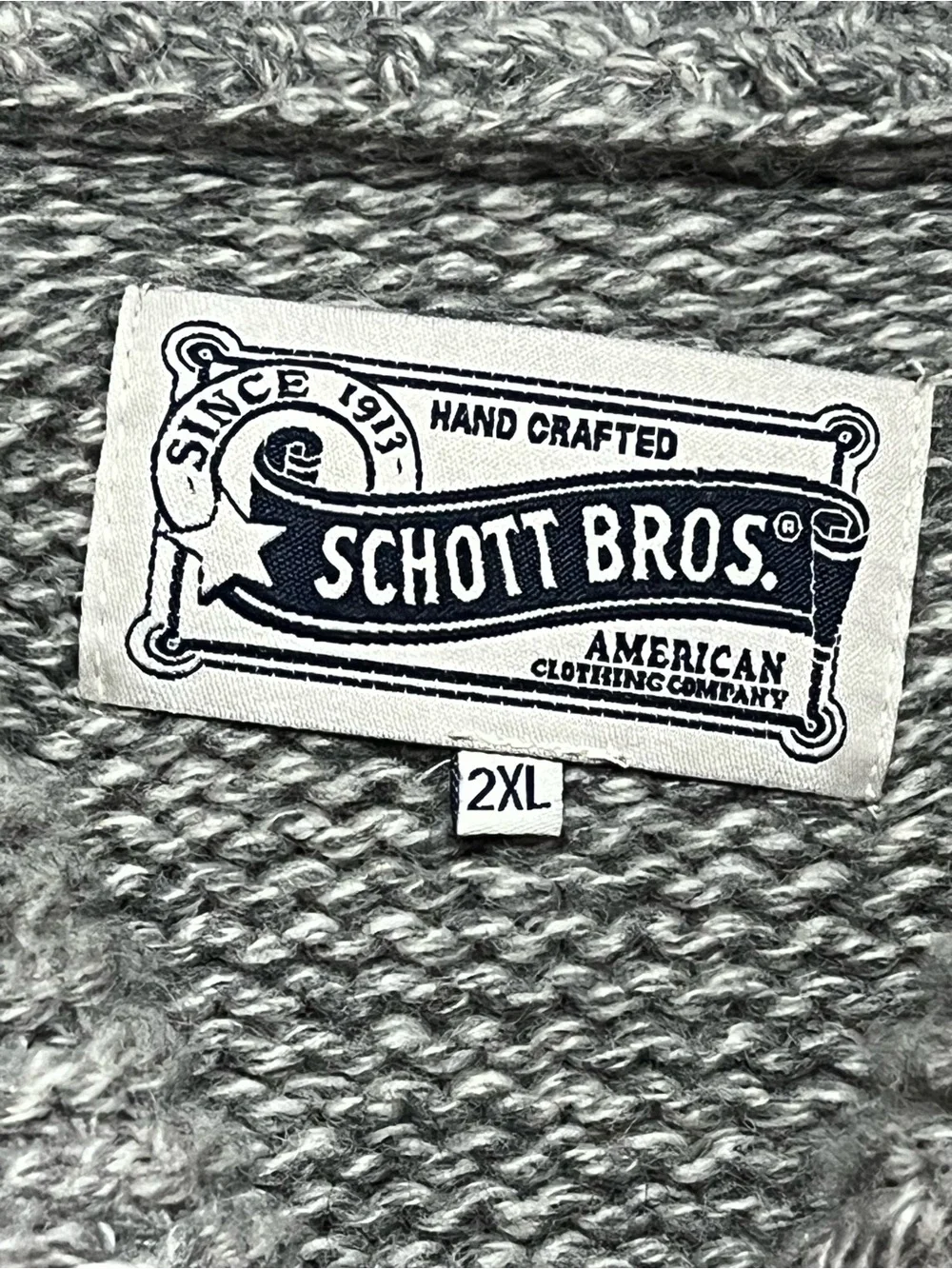 Vintage Schott Bros Cowichan Buffalo Bison Wool Blend Shawl Collar Sweater 2XL